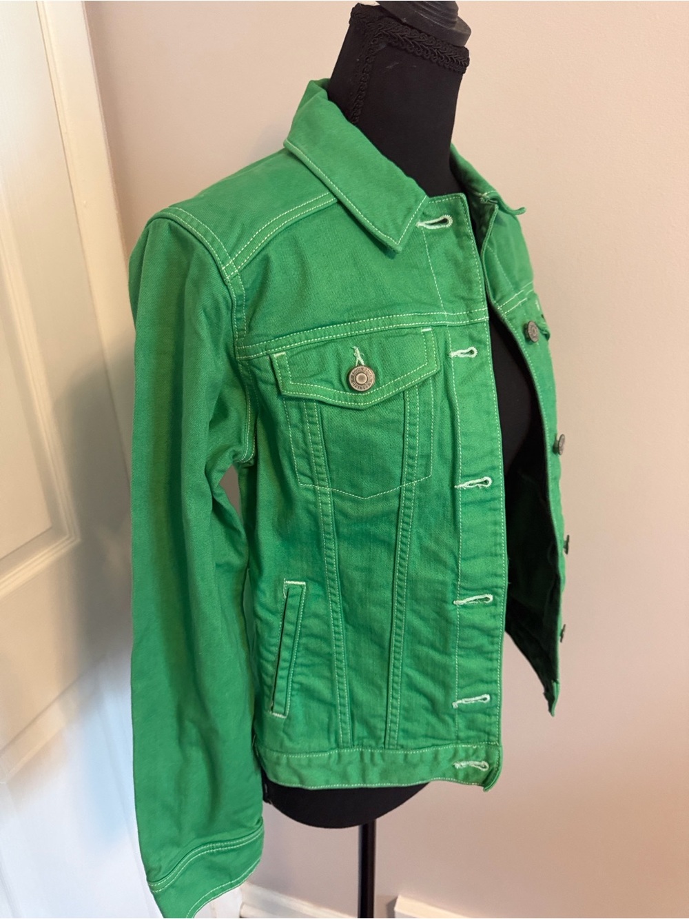 Eddie Bauer Green Denim Jacket - Button-Front Casual Jean Jacket - Picture 3 of 7